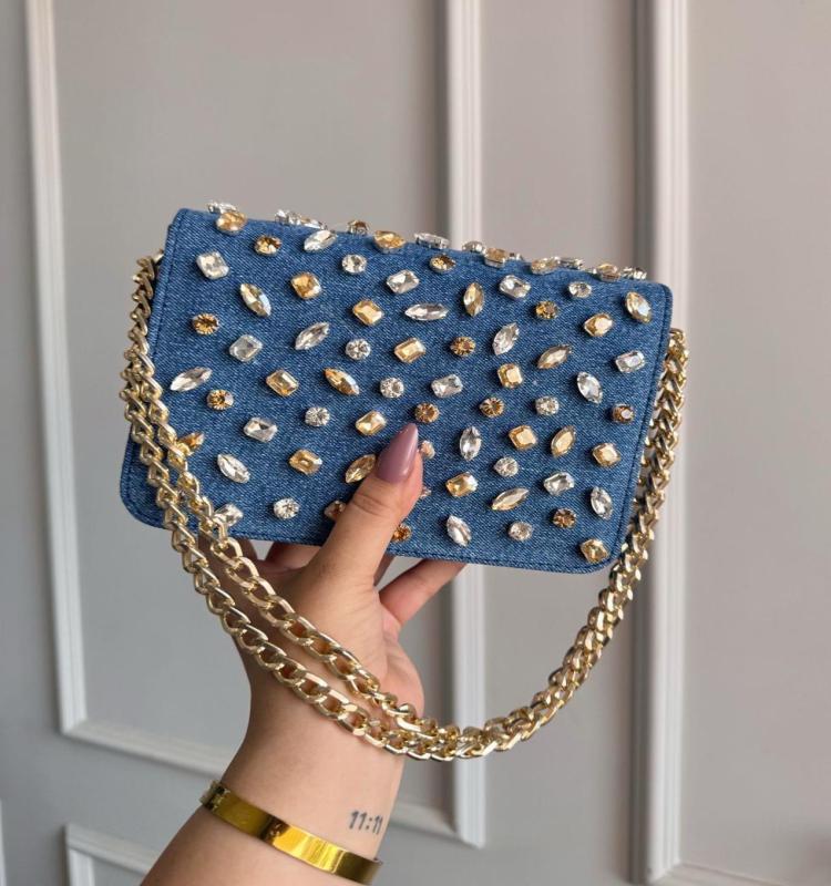 Crystal Denim Flap Bags - A Perfect Blend Of Chic And Bold !